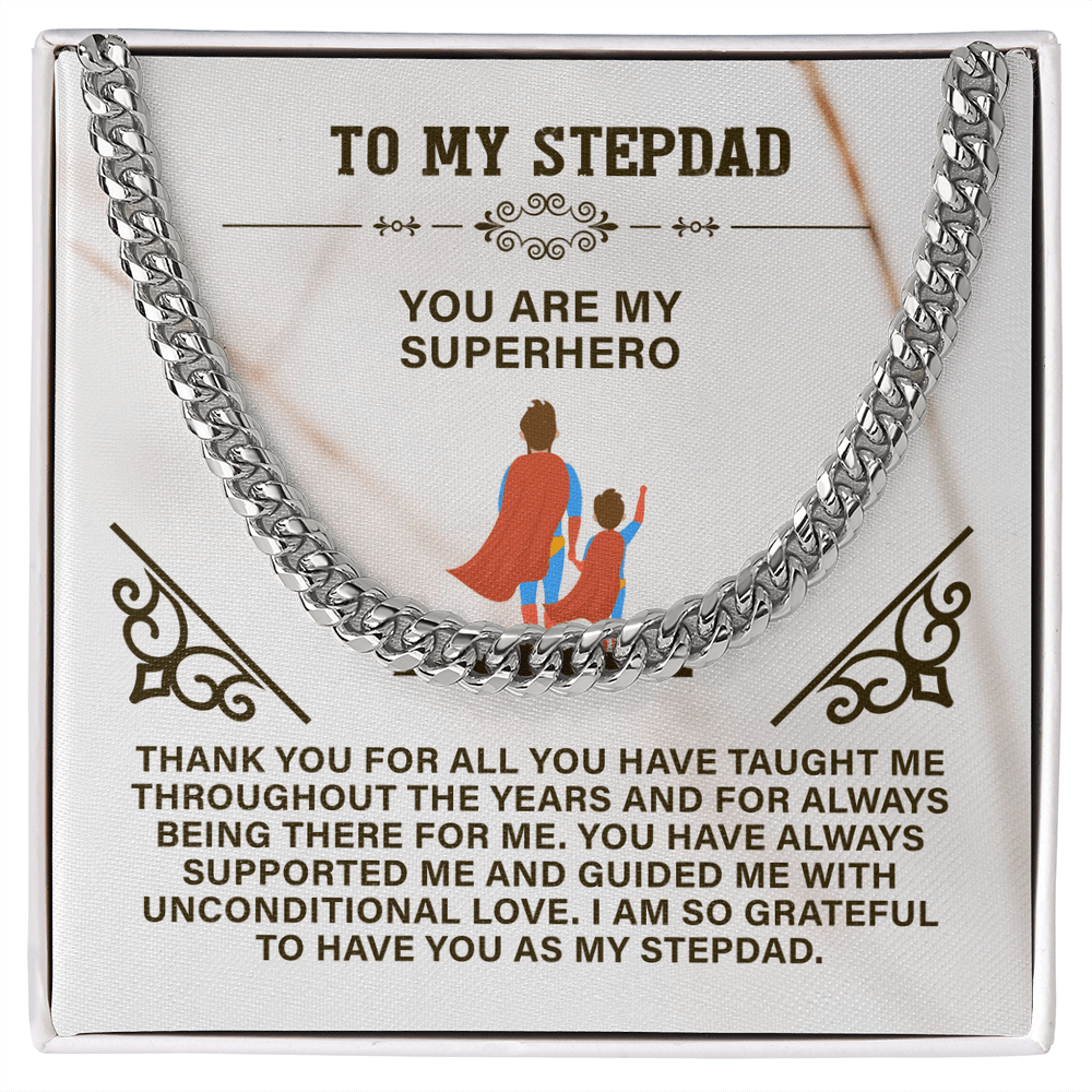 Amazing Step Dad, Thanks for putting up with my Mom - Cuban Link Chain Necklace | Father's Day Step Dad Gift | Birthday Gift for Step Dad | Bonus Dad Gift - Beauty Belliss